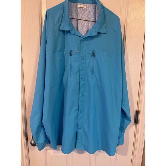 Columbia Mens Blue Full Buttons Up Collared Long Sleeve Fishing Shirt Size XXL - Picture 15 of 16